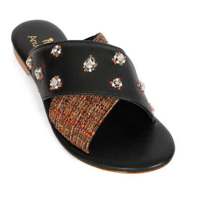 Anika red embellished criss-cross flats for women – additional product view