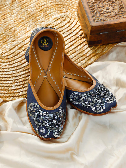 Sitara blue embellished jutti for women – side product view