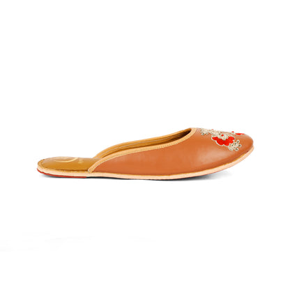 Gulnaar brown embellished half jutti for women – additional product view