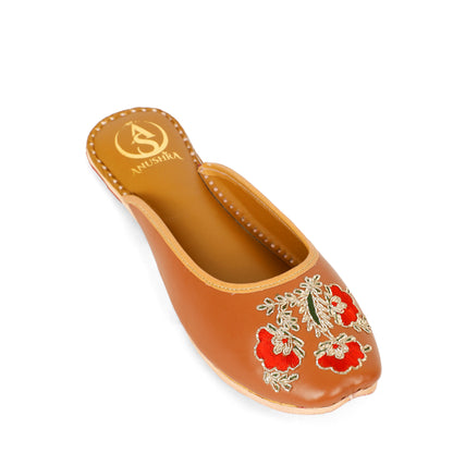 Gulnaar brown embellished half jutti for women – lifestyle view