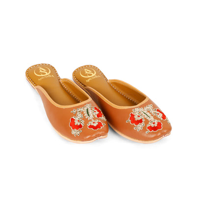 Gulnaar brown embellished half jutti for women – sole and heel view