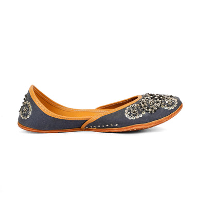 Sitara blue embellished jutti for women – lifestyle view