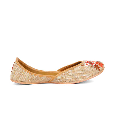 Aira beige embellished ethnic flats for women – additional product view