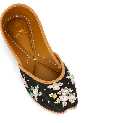 Ruh black embellished ethnic flats for women – lifestyle view