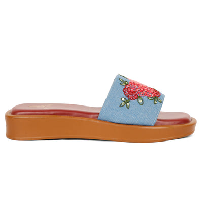 Phoolwari blue embellished bomber slider for women – additional detail view