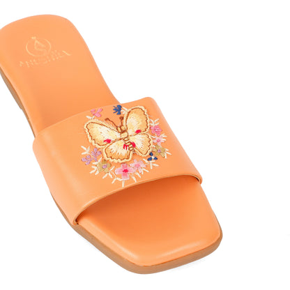 Butterfly red embellished ethnic flats for women – additional product view