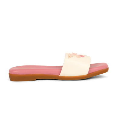Blush red embellished ethnic flats for women – additional detail view