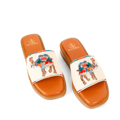 Caravan red embellished bomber slider for women – sole and heel view
