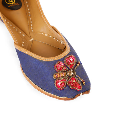 Butterfly blue embellished ethnic flats for women – additional product view