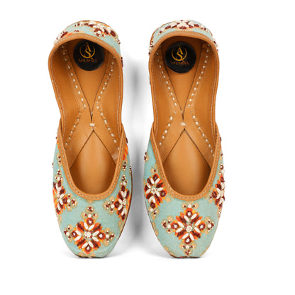 Mehfil blue embellished jutti for women – lifestyle view