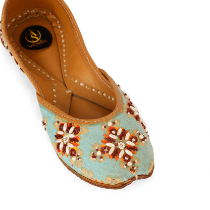 Mehfil blue embellished jutti for women – additional detail view