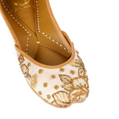 Heer white embellished jutti for women – lifestyle view