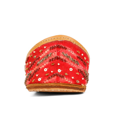 Leher red embellished jutti for women – additional product view