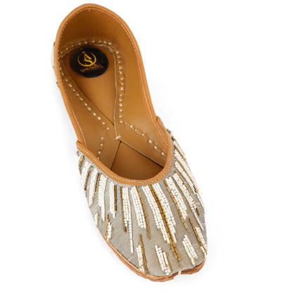 Grey Glam white embellished jutti for women – lifestyle view