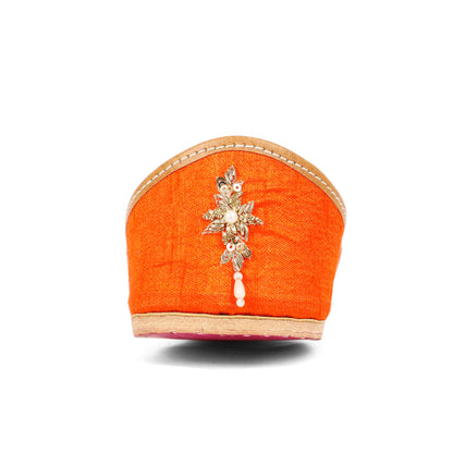 Saffron orange embellished ethnic flats for women – additional product view