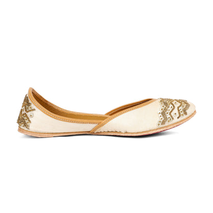 Ivory Veil white embellished jutti for women – additional detail view