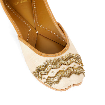 Ivory Veil white embellished jutti for women – lifestyle view