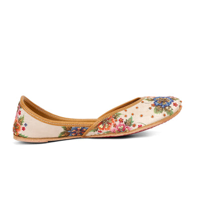 Nazakat Floral beige embellished jutti for women – additional detail view
