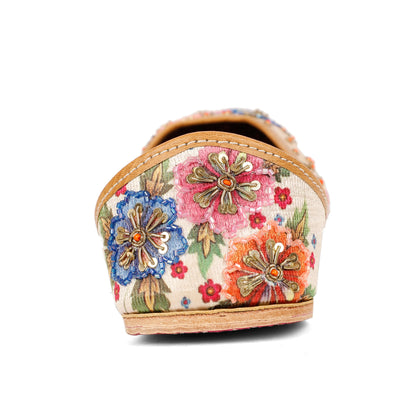 Nazakat Floral beige embellished jutti for women – additional product view