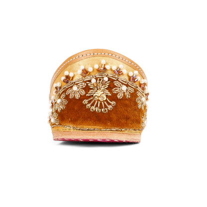 Nazneen pearl brown embellished jutti for women – additional product view