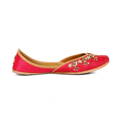 Magenta pink embellished ethnic flats for women – additional detail view