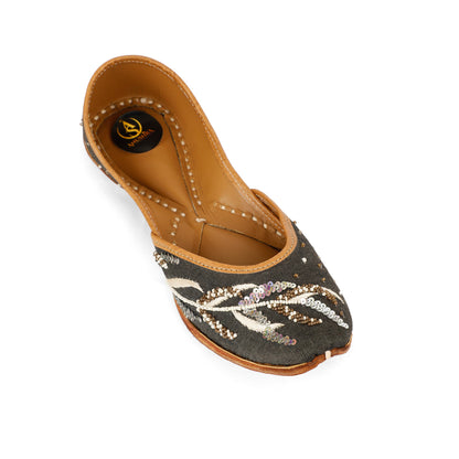 Fern black embellished jutti for women – lifestyle view
