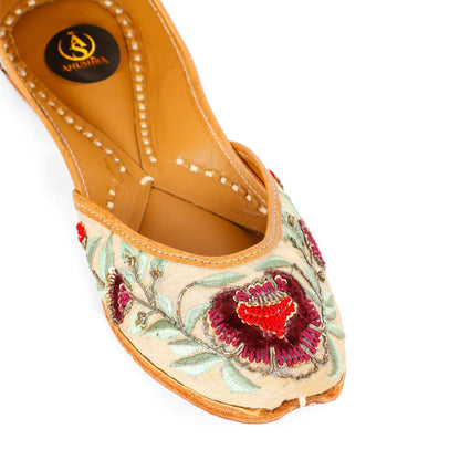 Gulrez white embellished jutti for women – lifestyle view