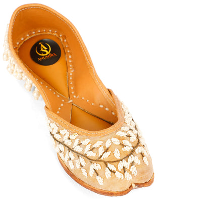 Moti Baag beige embellished ethnic flats for women – additional product view