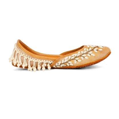 Moti Baag beige embellished ethnic flats for women – alternate product view