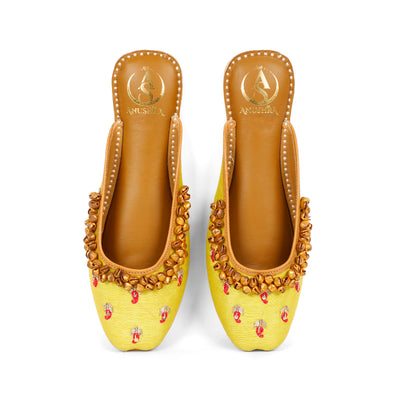 Zehra green embellished half jutti for women – lifestyle view