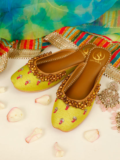 Zehra green embellished half jutti for women – side product view
