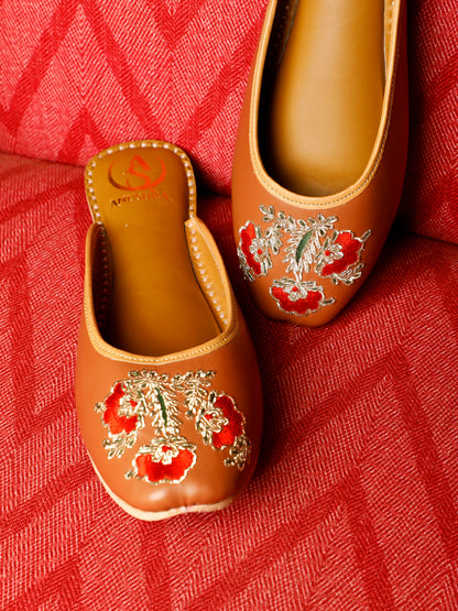 Gulnaar brown embellished half jutti for women – side product view
