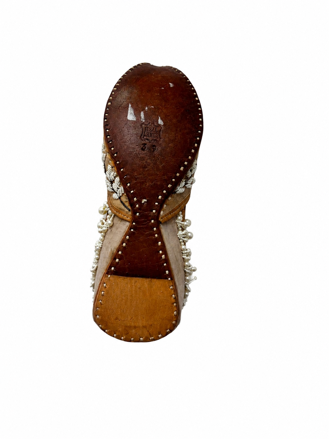 Moti Baag Beige Embellished Ethnic Jutti