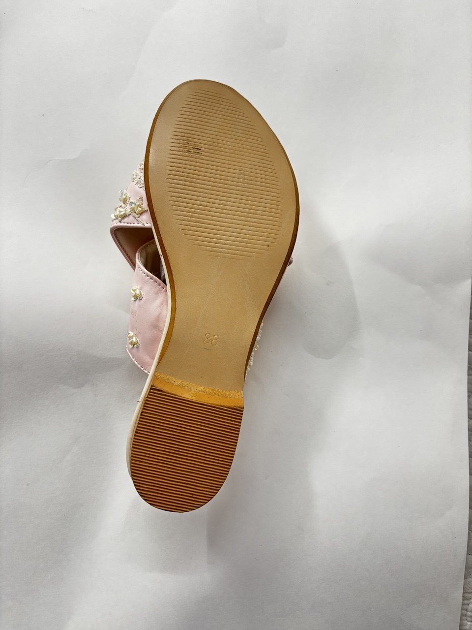 Pearl Red Embellished Criss-Cross Flats