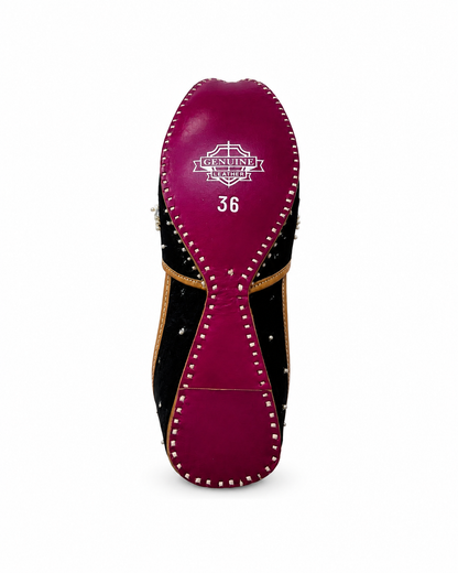 Ruh Black Embellished Ethnic Flats