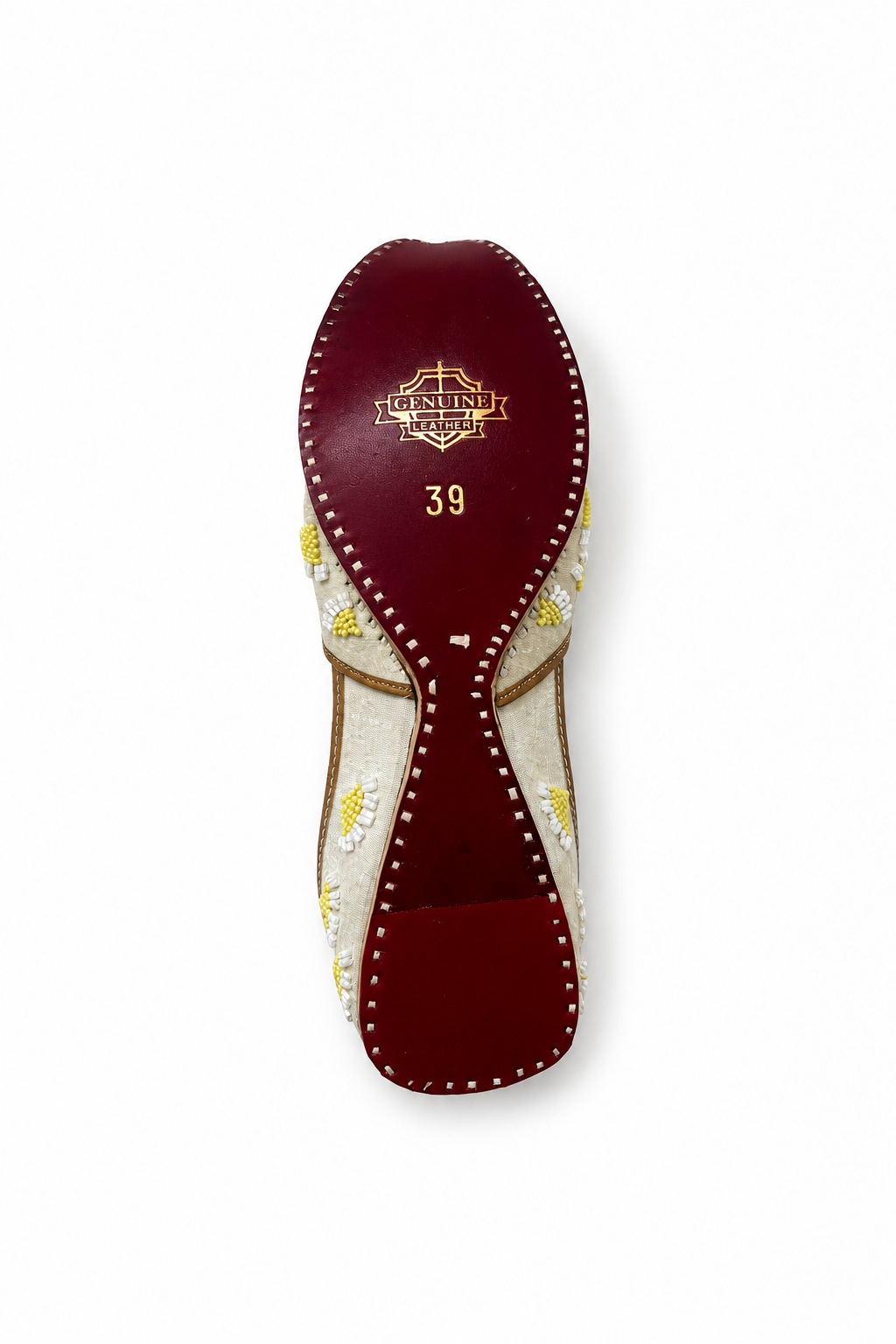 Sunehri Phool White Embellished Ethnic Flats